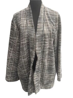 Max Studio Tweed Longline Open Front Jacket (L)